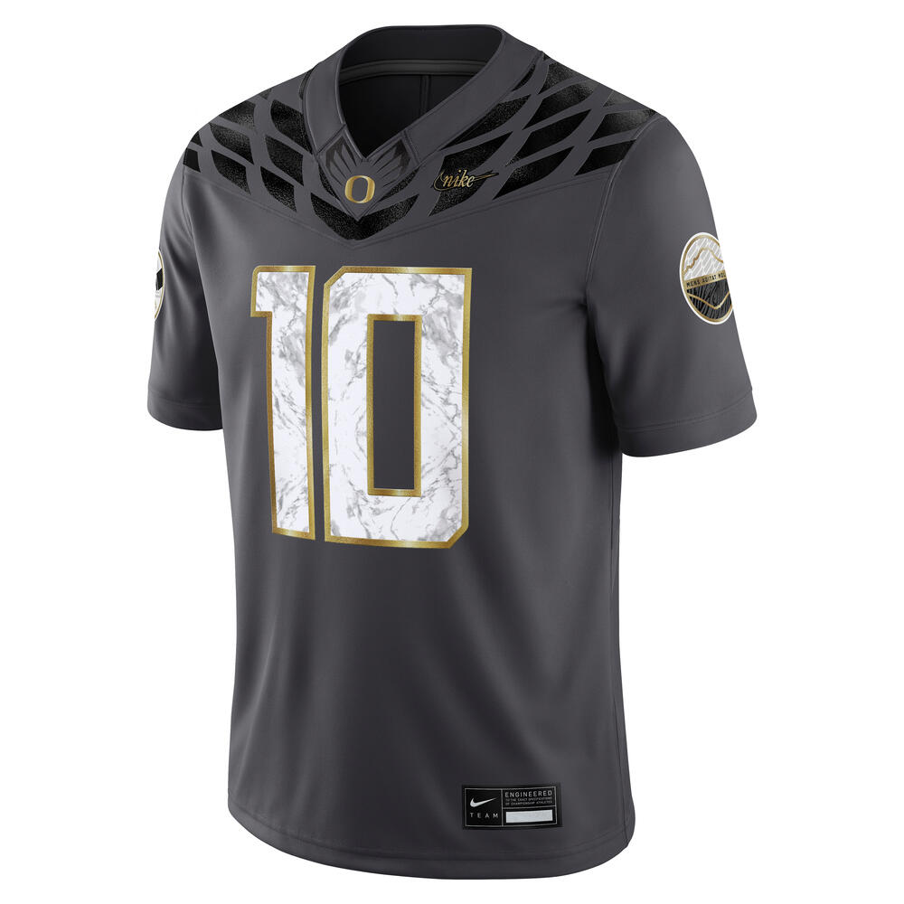 Classic Oregon O, Nike, Grey, Jerseys, Polyester, Men, Football, Game Day, #10, Bo Nix, Handshake, Mens Agitat Molem, 948149